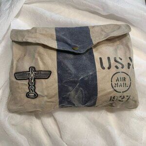 ~ red canoe Boeing totem USA AIR MAIL canvas pouch